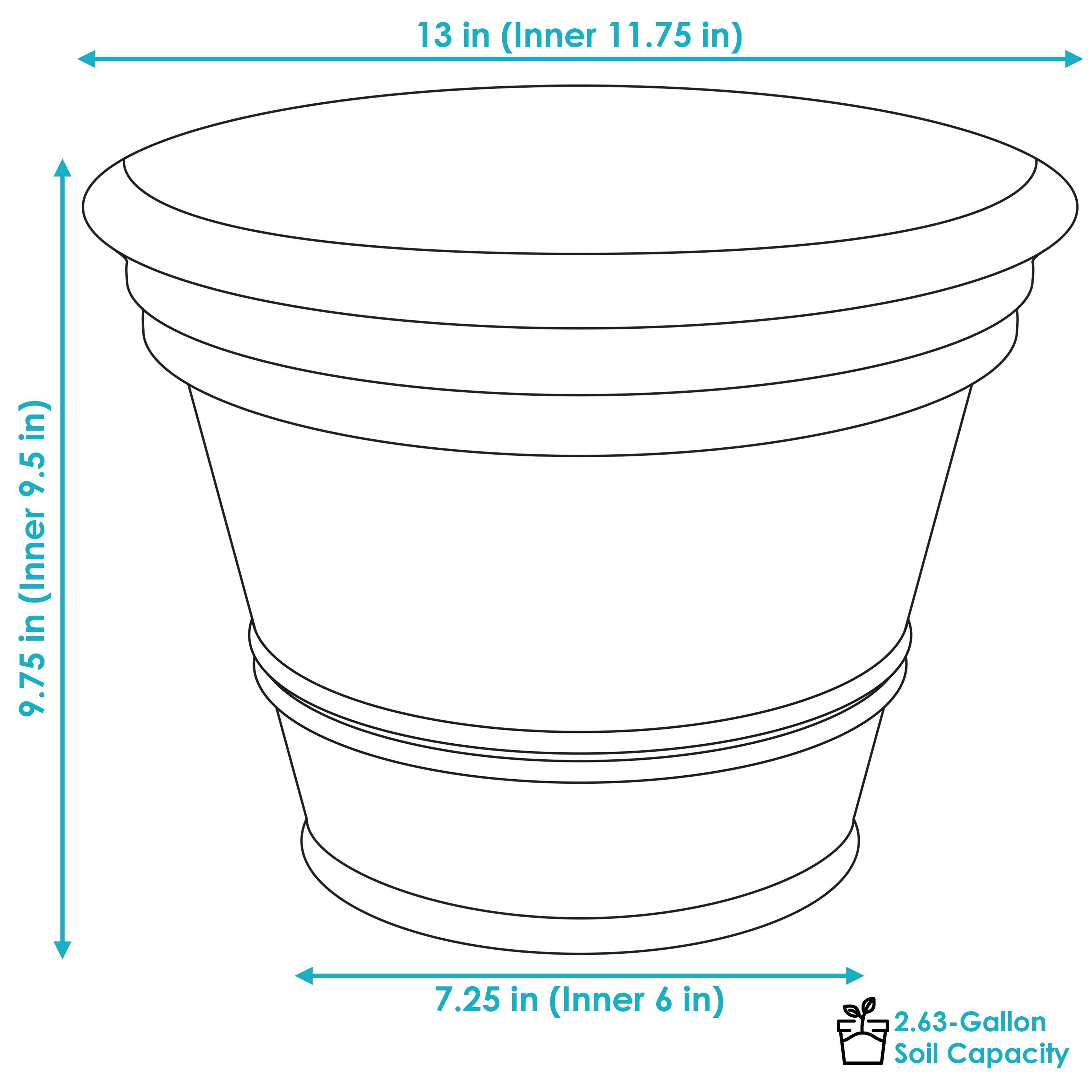  Sunnydaze Decor Laurel Polyresin Heavy-Duty Double-Walled UV-Resistant Flower Pot Planter - 13