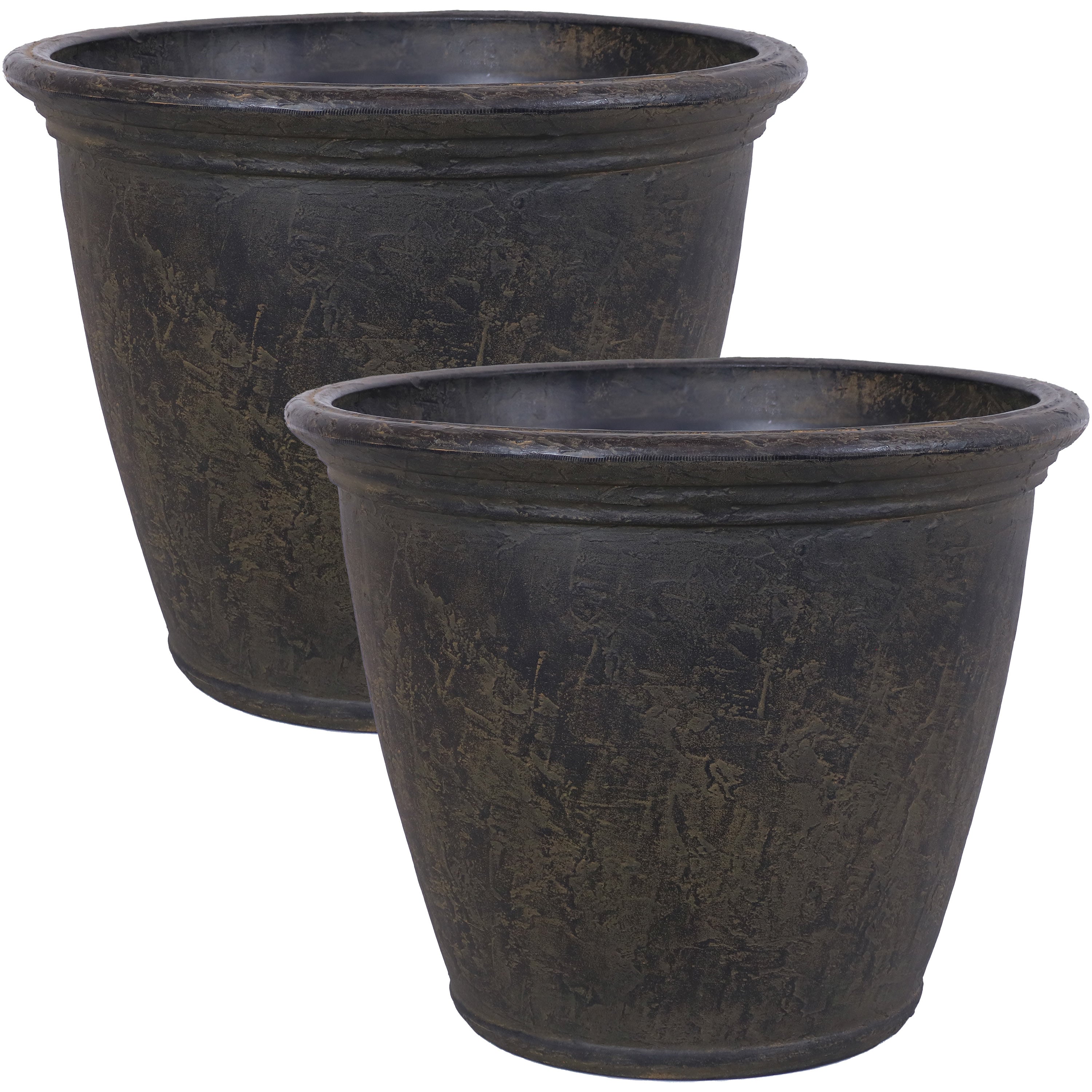  Sunnydaze Decor Anjelica Polyresin Unbreakable Double-Walled UV-Resistant Flower Pot Planter - 24