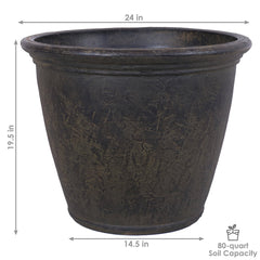 Anjelica Polyresin Unbreakable Double-Walled UV-Resistant Flower Pot Planter - 24" Pack of 2