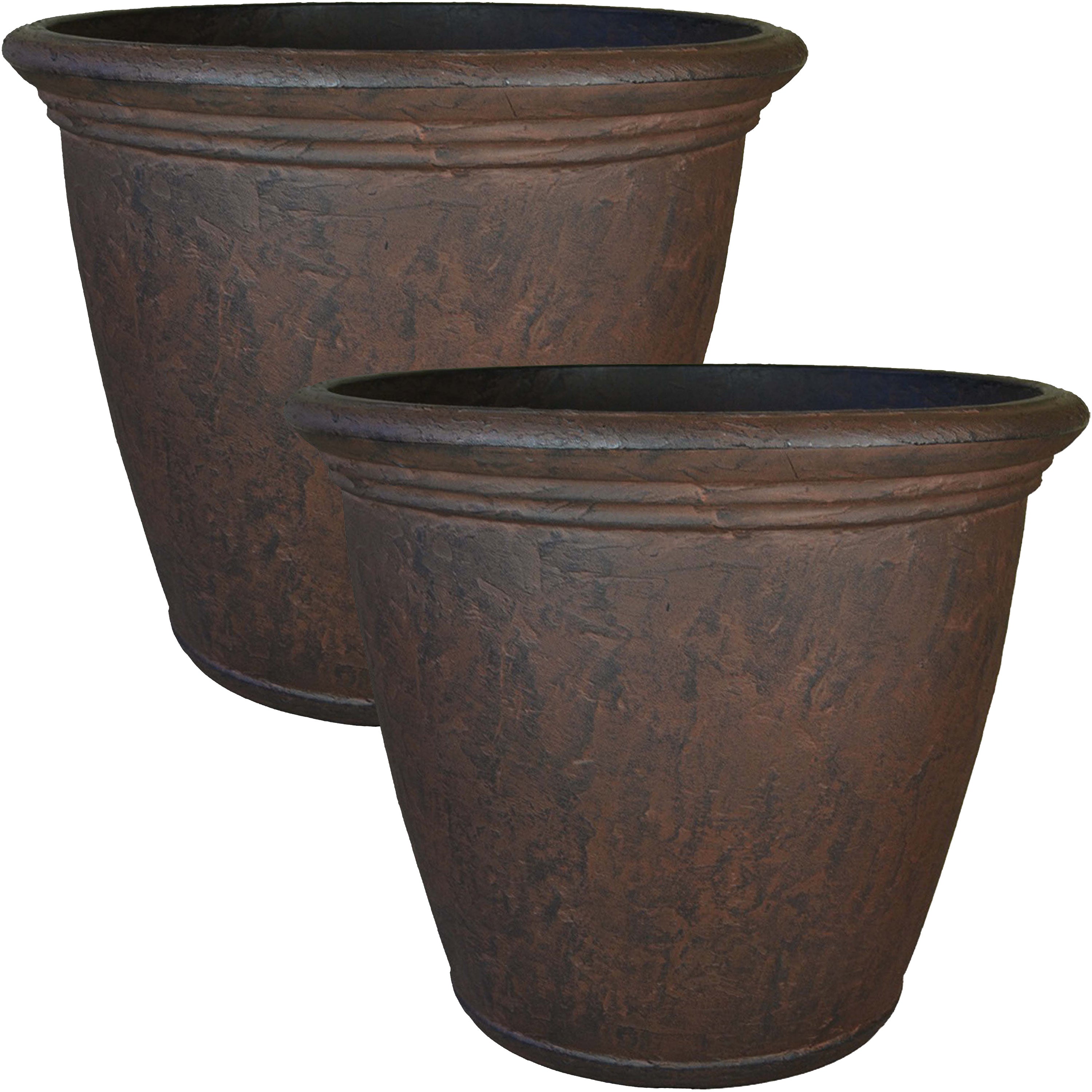  Sunnydaze Decor Anjelica Polyresin Unbreakable Double-Walled UV-Resistant Flower Pot Planter - 24