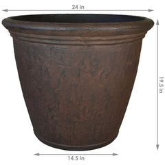 Anjelica Polyresin Unbreakable Double-Walled UV-Resistant Flower Pot Planter - 24" Pack of 2