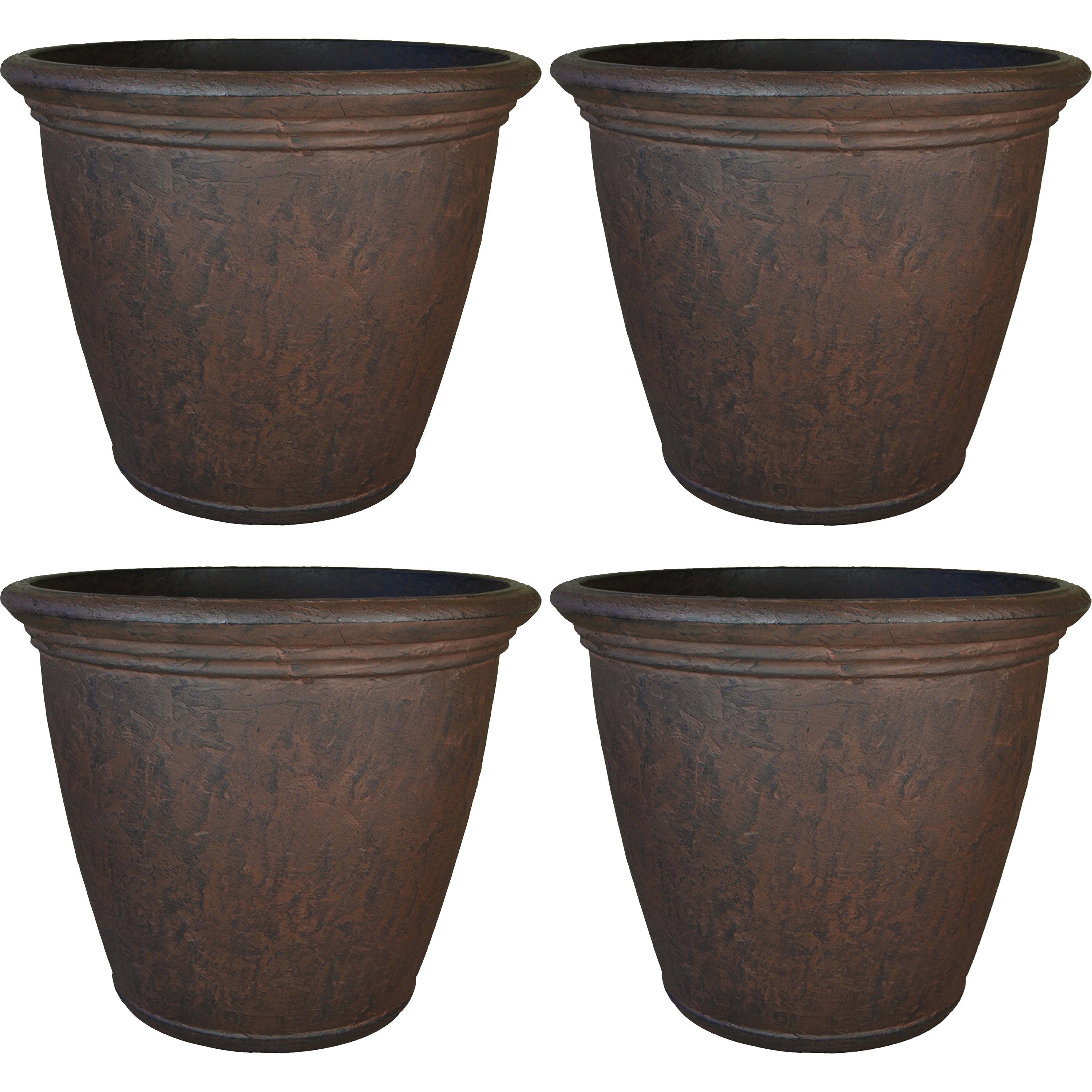  Sunnydaze Decor Anjelica Polyresin Unbreakable Double-Walled UV-Resistant Flower Pot Planter - 24