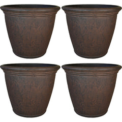 Anjelica Polyresin Unbreakable Double-Walled UV-Resistant Flower Pot Planter - 24" Pack of 4