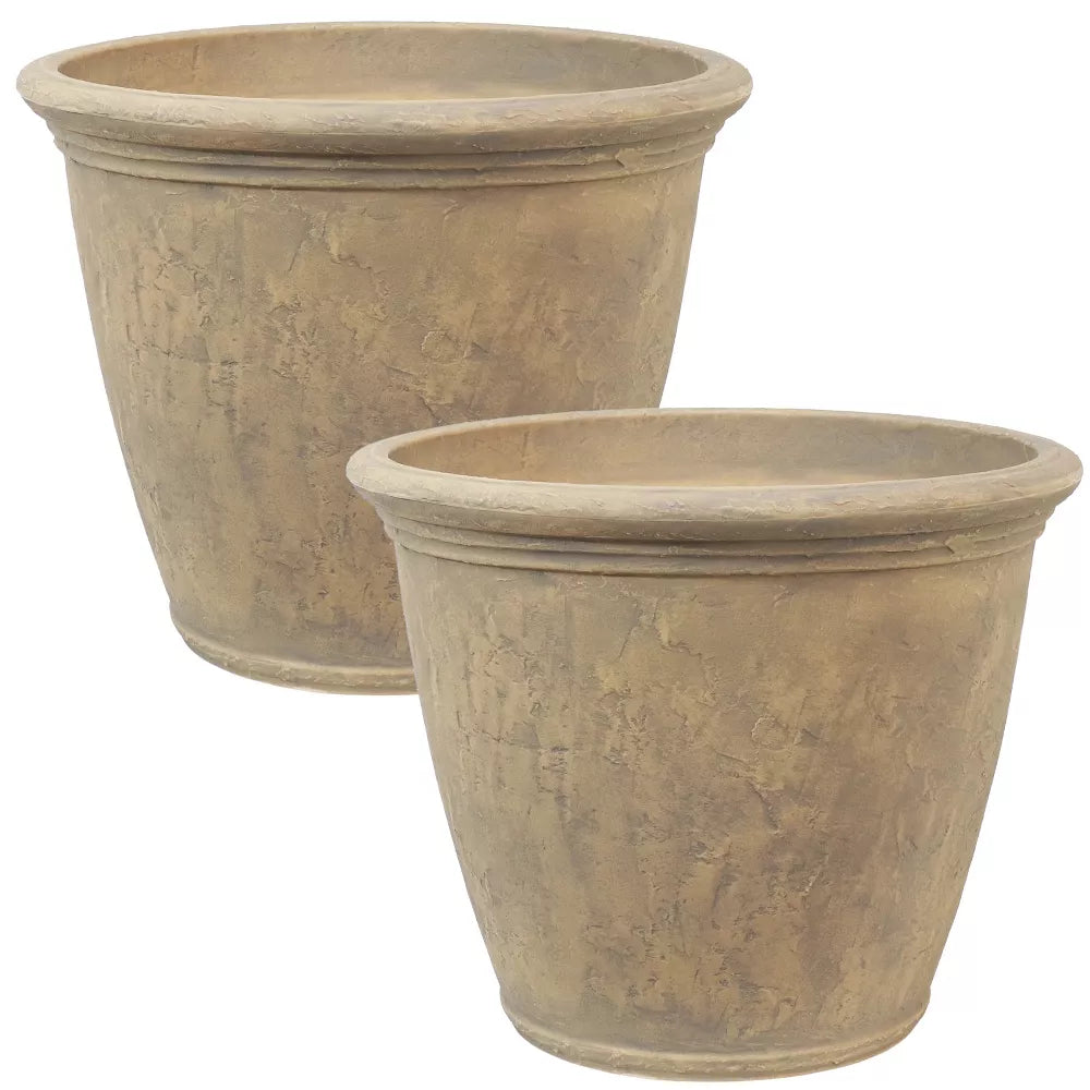  Sunnydaze Decor Anjelica Polyresin Unbreakable Double-Walled UV-Resistant Flower Pot Planter - 24