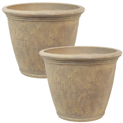 Anjelica Polyresin Unbreakable Double-Walled UV-Resistant Flower Pot Planter - 24" Pack of 2