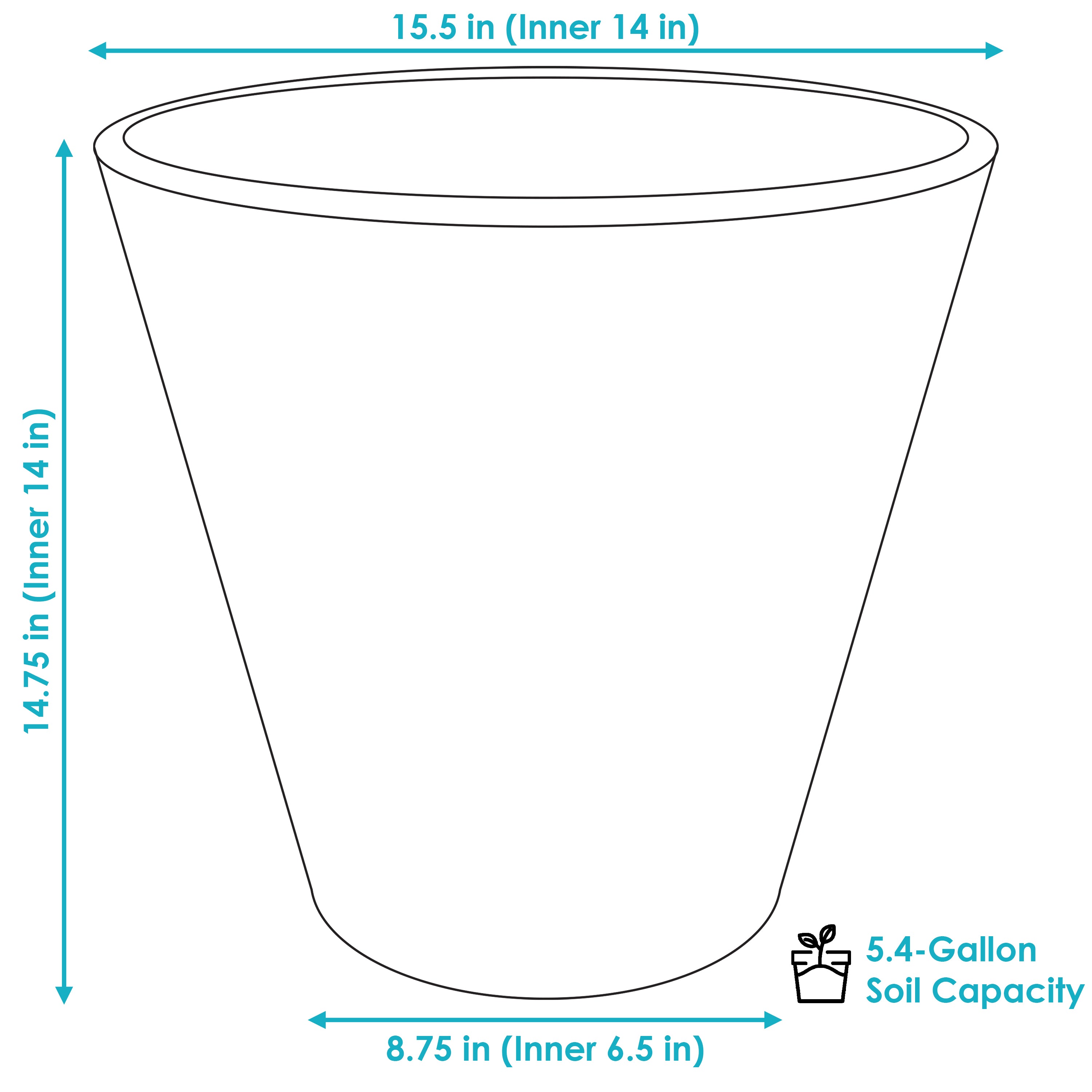  Sunnydaze Decor Walter Double-Walled Flower Pot Planter 15.5