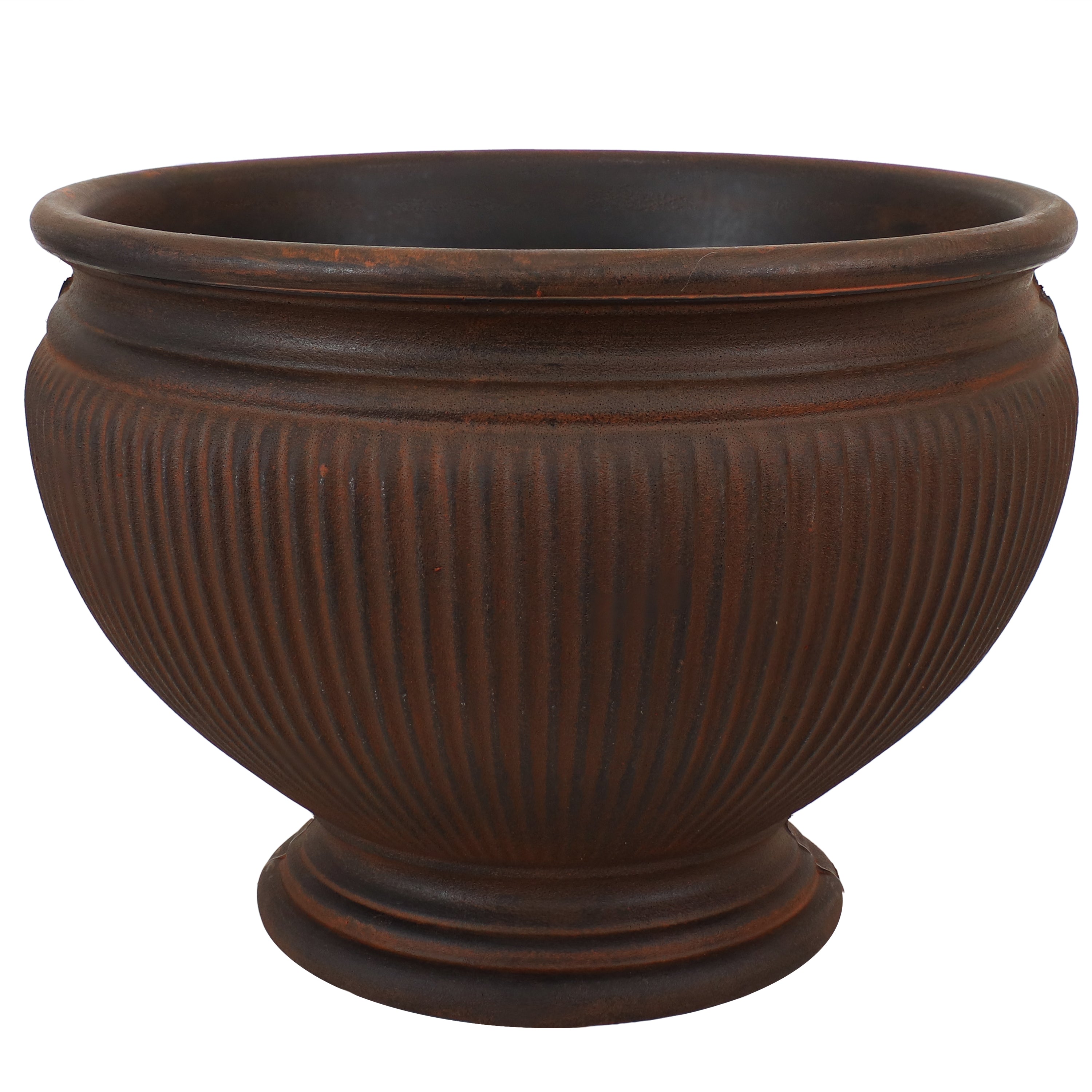  Sunnydaze Decor Weather-Resistant Double-Walled Elizabeth Ribbed Urn Flower Pot Planter - 15