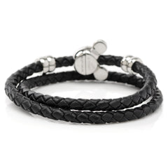 Mickey Silhouette Black Double Wrapped Leather Bracelet