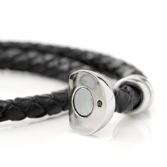 Mickey Silhouette Black Double Wrapped Leather Bracelet