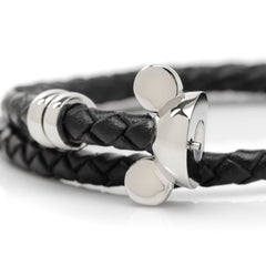 Mickey Silhouette Black Double Wrapped Leather Bracelet