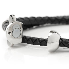 Mickey Silhouette Black Double Wrapped Leather Bracelet