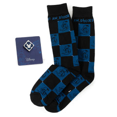 Donald Check Black Sock and Mickey Blue Lapel Pin Gift Set