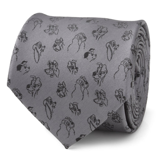 Dog Print Gray Men's Tie