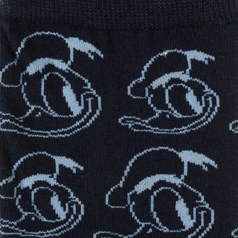 Donald Patterned Blue Sock and Mickey Blue Lapel Pin Gift Set