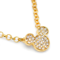 Mickey Gold Crystal Chain Tie Bar