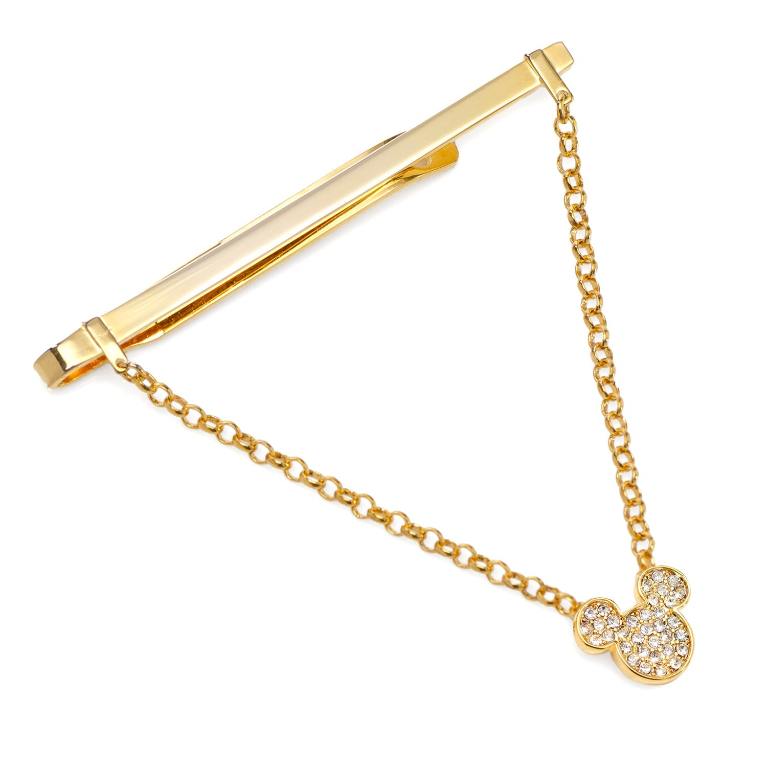  Cufflinks Mickey Gold Crystal Chain Tie Bar - Default Title - Bonton