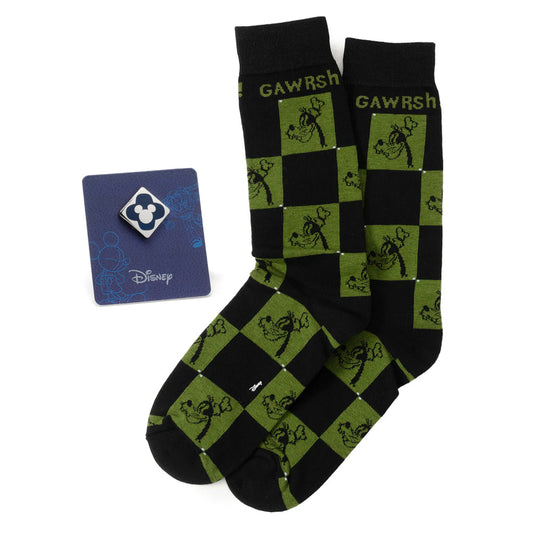 Goofy Check Sock and Mickey Blue Lapel Pin Gift Set