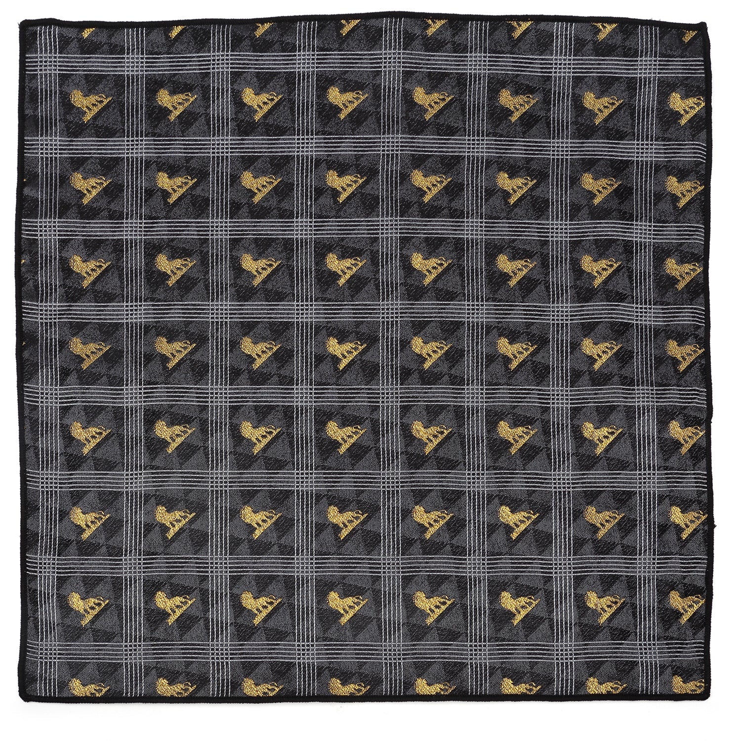  Cufflinks Lion King Pose Black Pocket Square - Default Title - Bonton