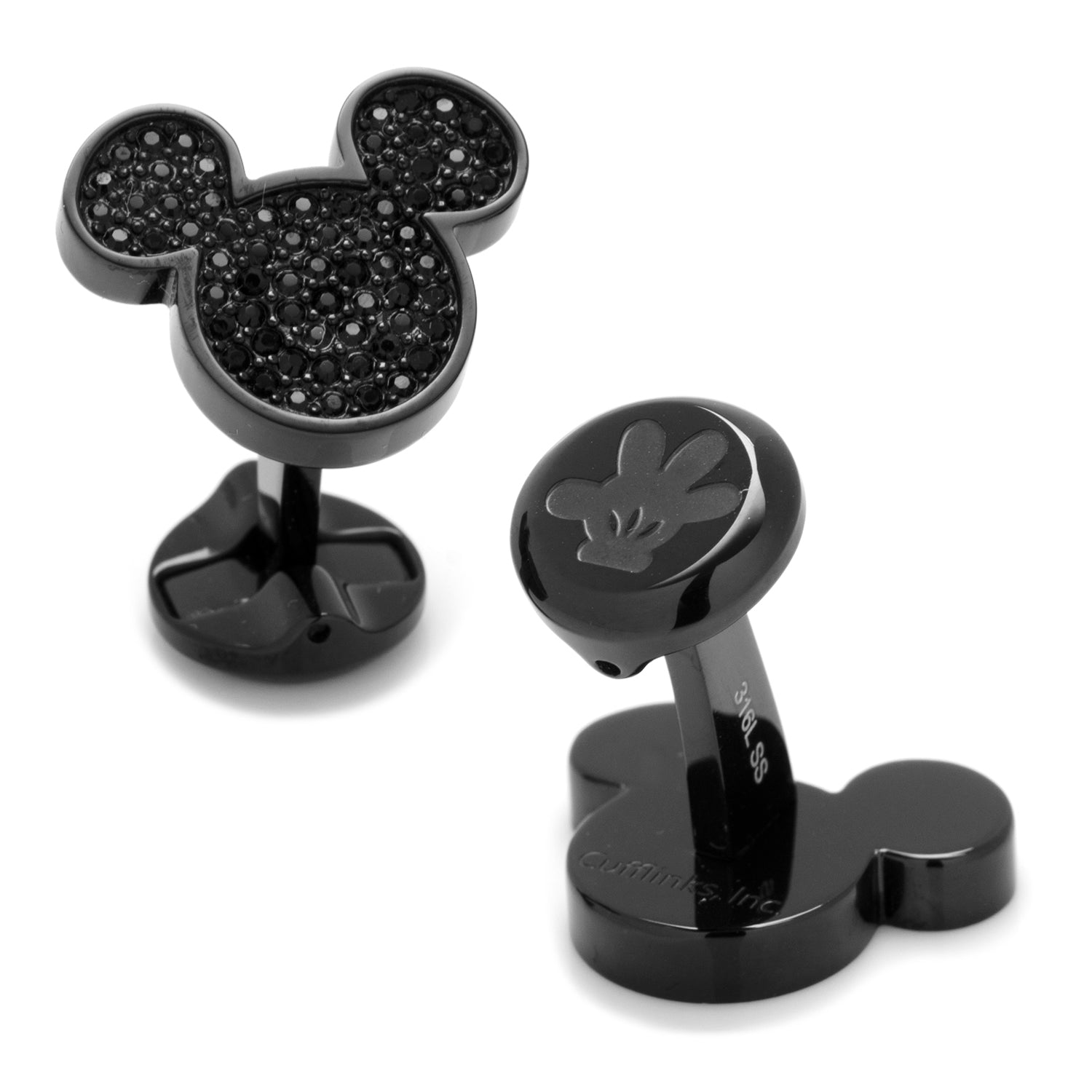  Cufflinks Stainless Steel Black Pave Crystal Mickey Mouse Cufflinks - Default Title - Bonton