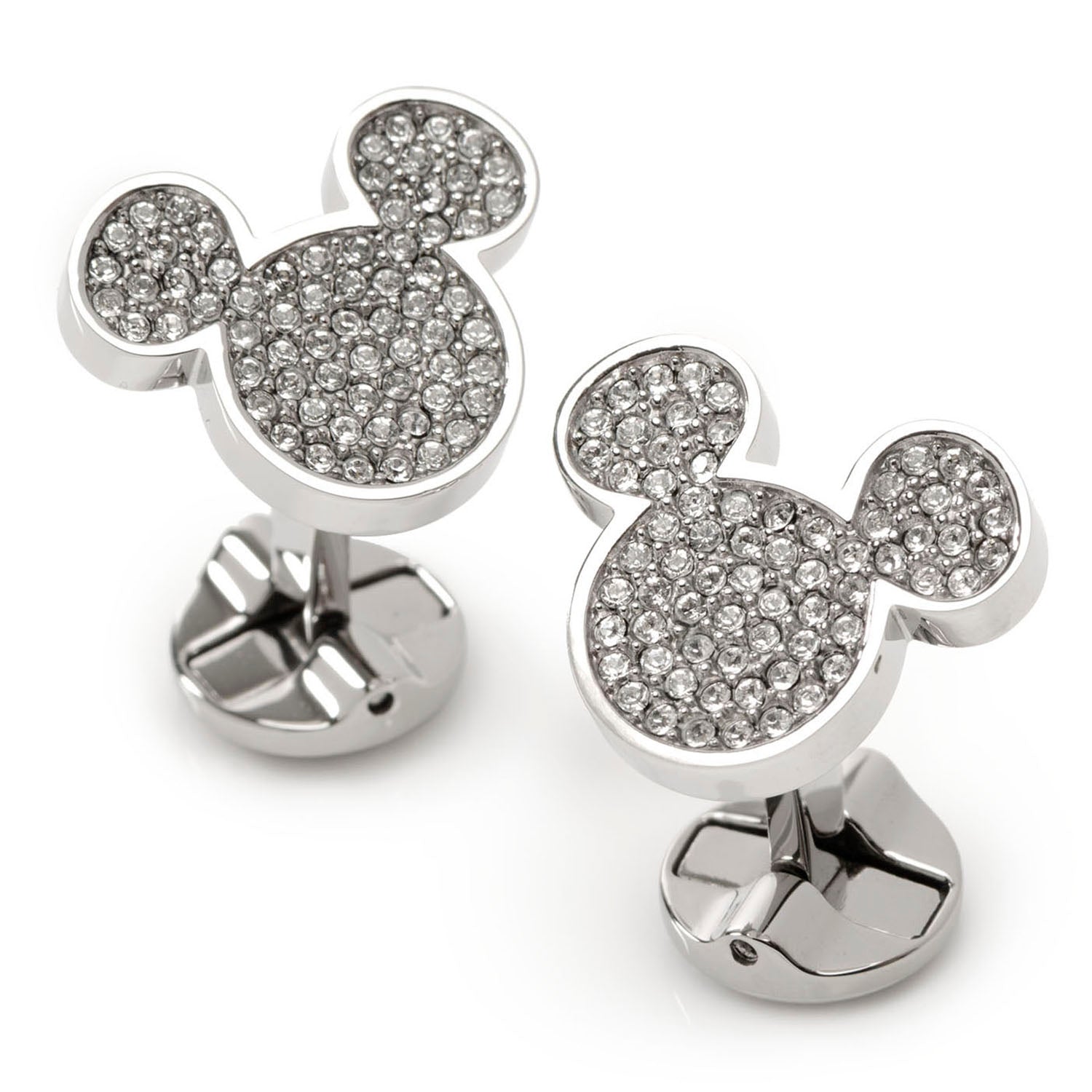  Cufflinks Stainless Steel White Pave Crystal Mickey Mouse Cufflinks - Default Title - Bonton