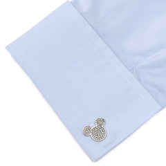 Stainless Steel White Pave Crystal Mickey Mouse Cufflinks