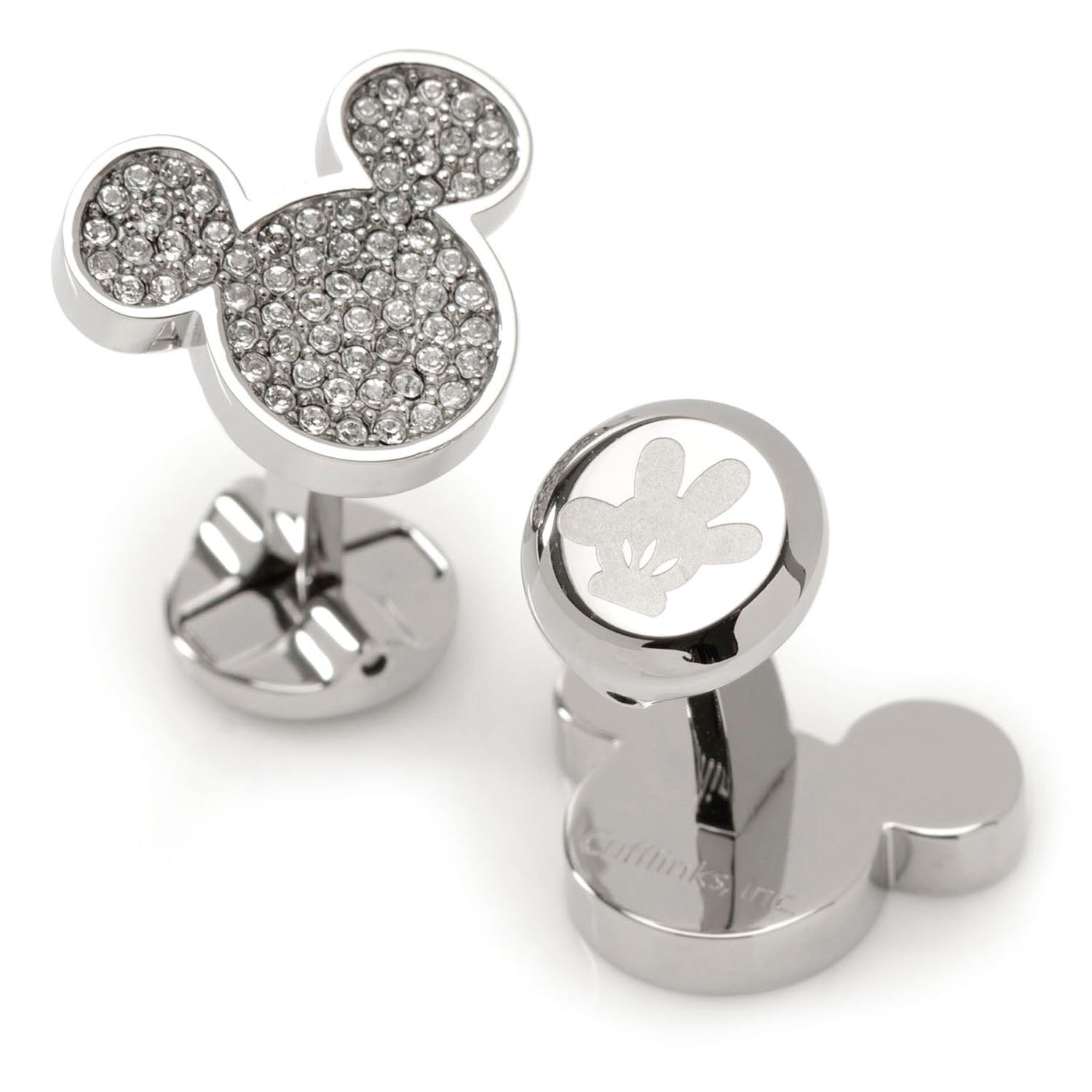  Cufflinks Stainless Steel White Pave Crystal Mickey Mouse Cufflinks - Default Title - Bonton