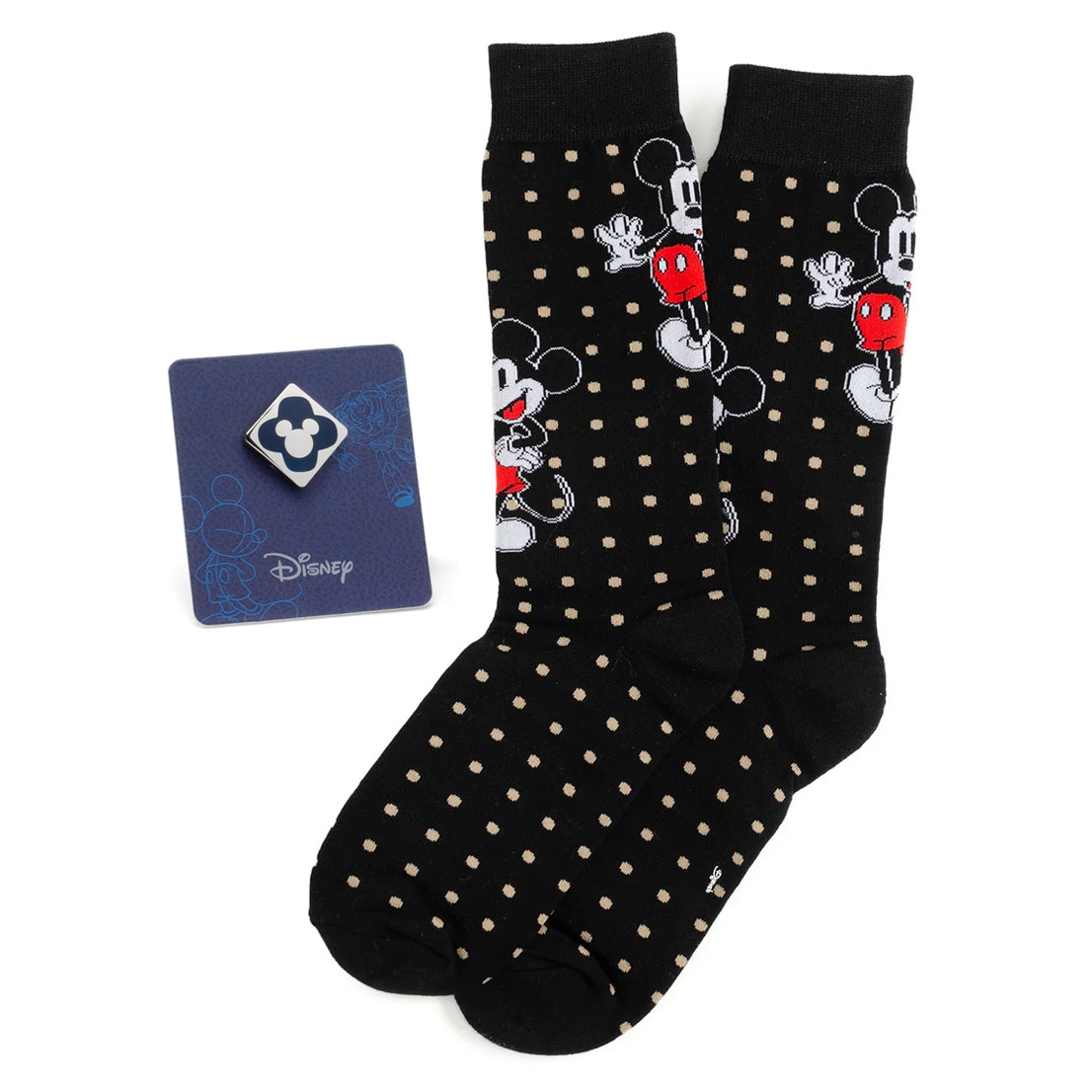  Cufflinks Mickey Dot Sock and Mickey Blue Lapel Pin Gift Set - Default Title - Bonton