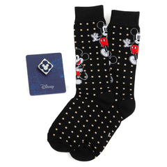 Mickey Dot Sock and Mickey Blue Lapel Pin Gift Set