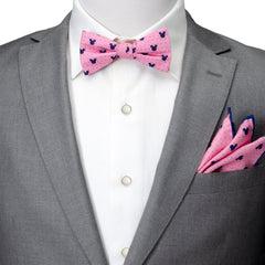 Mickey Silhouette Pink Dot Pre-Tied Bow Tie