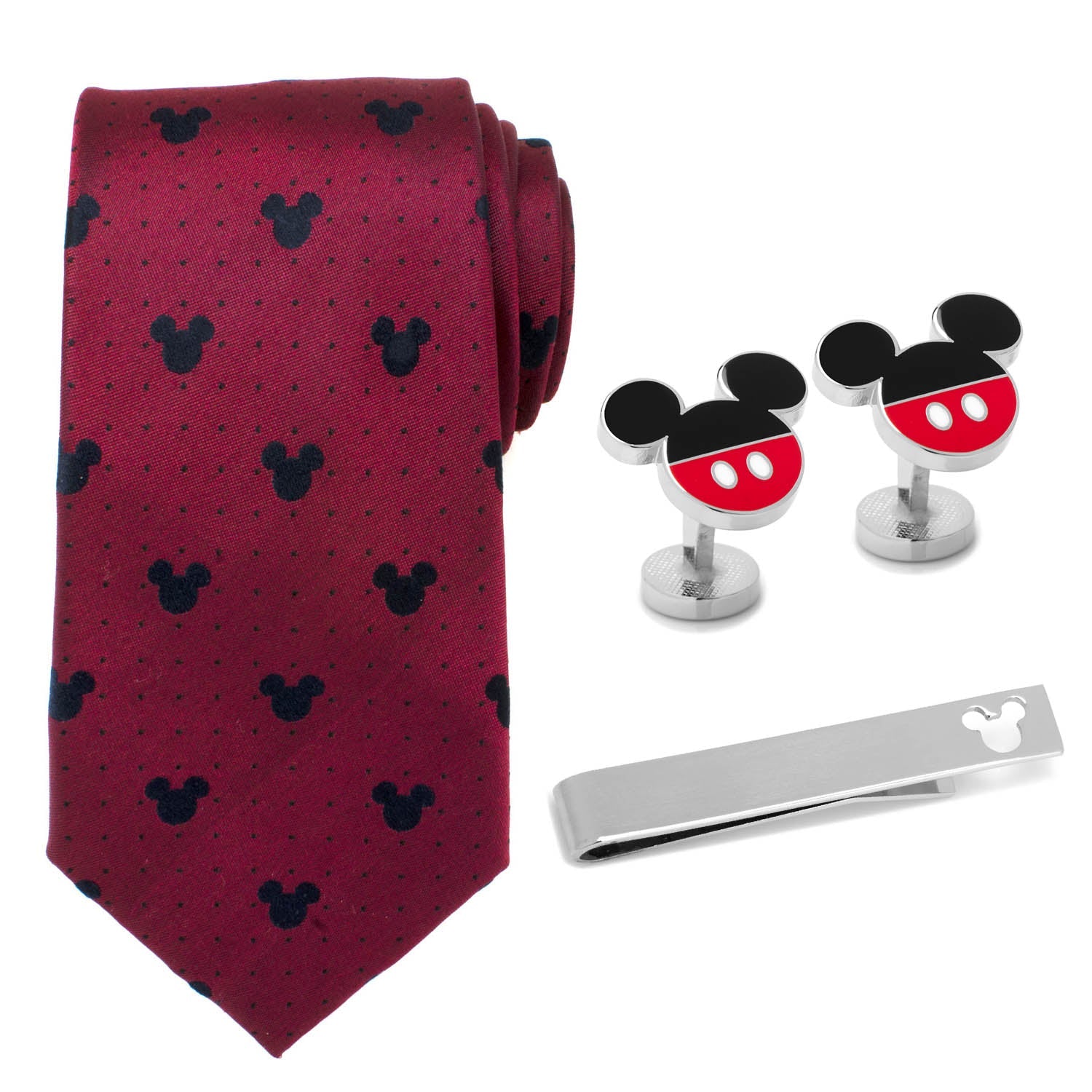  Cufflinks Mickey Mouse Red Dot Necktie Gift Set - Default Title - Bonton