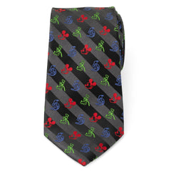 Mickey and Friends Multi Black Stripe Men's Tie