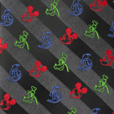 Mickey and Friends Multi Black Stripe Men's Tie