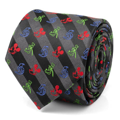 Mickey and Friends Multi Black Stripe Men's Tie