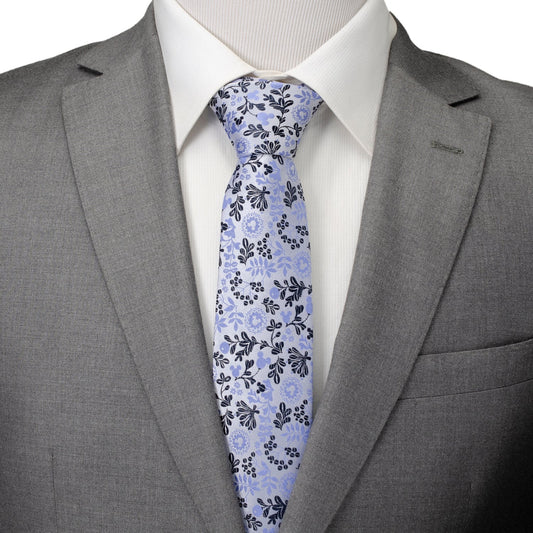 Mickey Silhouette Floral Blue White Tie