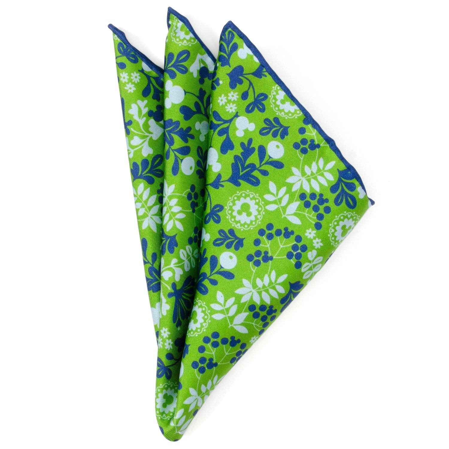  Cufflinks Mickey Floral Green Pocket Square - Default Title - Bonton