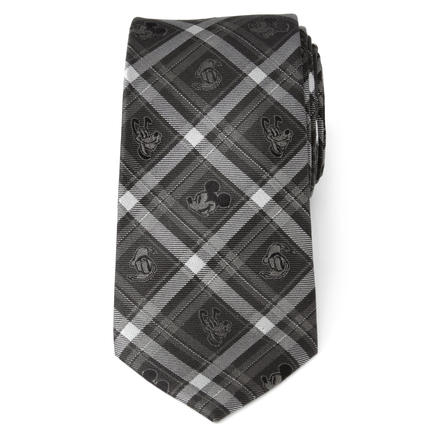  Cufflinks Mickey and Friends Charcoal Plaid Men's Tie - Default Title - Bonton