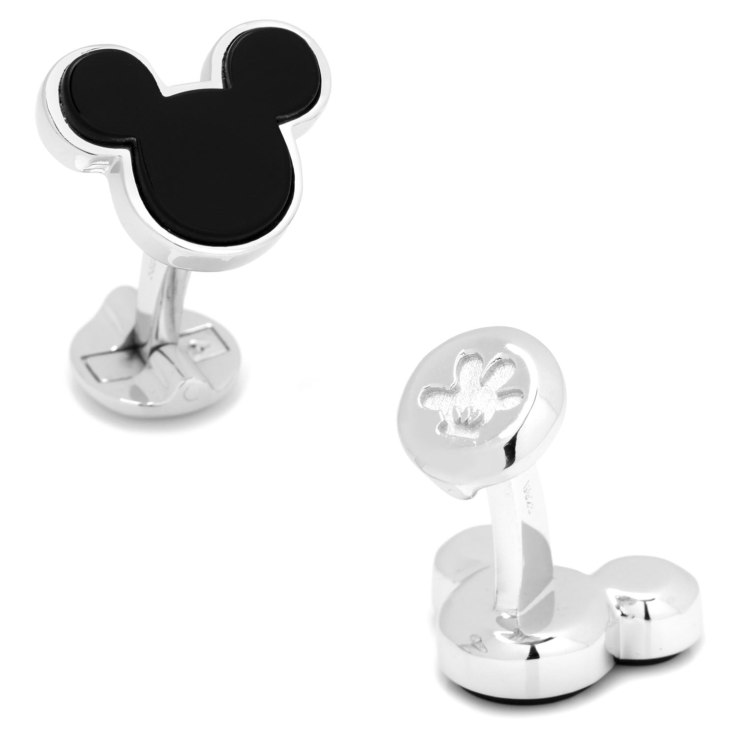  Cufflinks Sterling Silver and Onyx Mickey Mouse Cufflinks - Default Title - Bonton