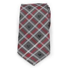 Mickey Mouse Holiday Plaid Gray Silk Men's Tie