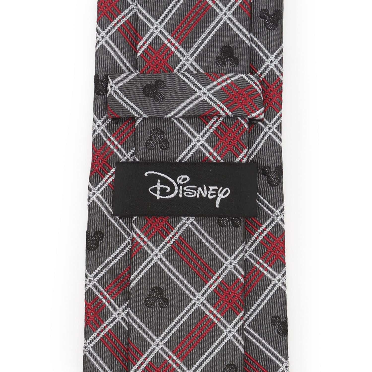  Cufflinks Mickey Mouse Holiday Plaid Gray Silk Men's Tie - Default Title - Bonton