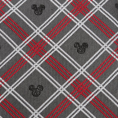 Mickey Mouse Holiday Plaid Gray Silk Men's Tie