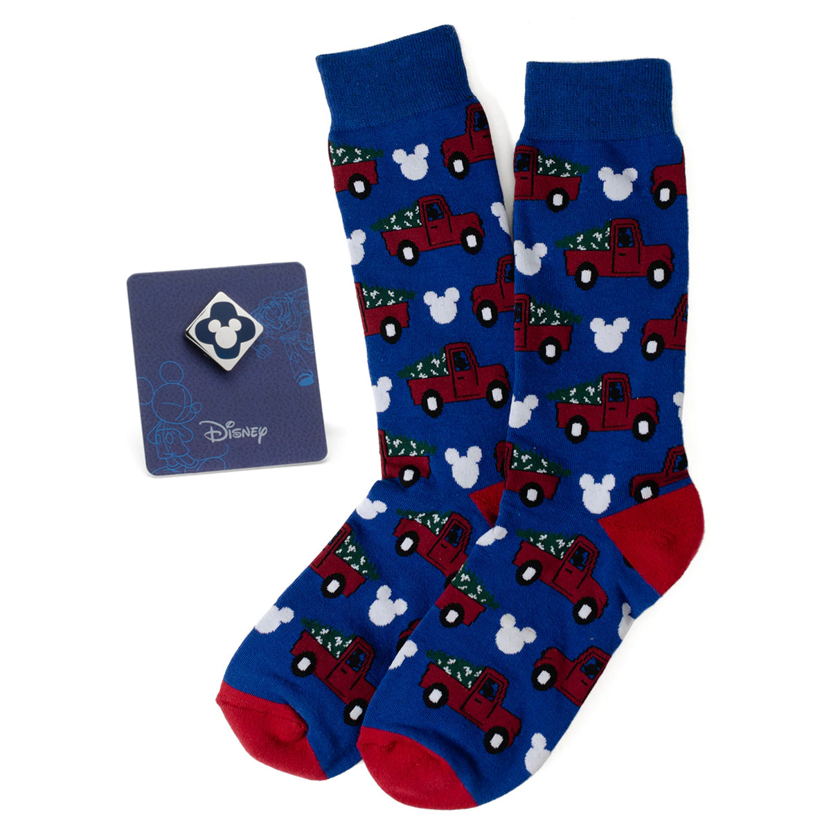  Cufflinks Mickey Holiday Truck Navy Sock and Mickey Blue Lapel Pin Gift Set - Default Title - Bonton