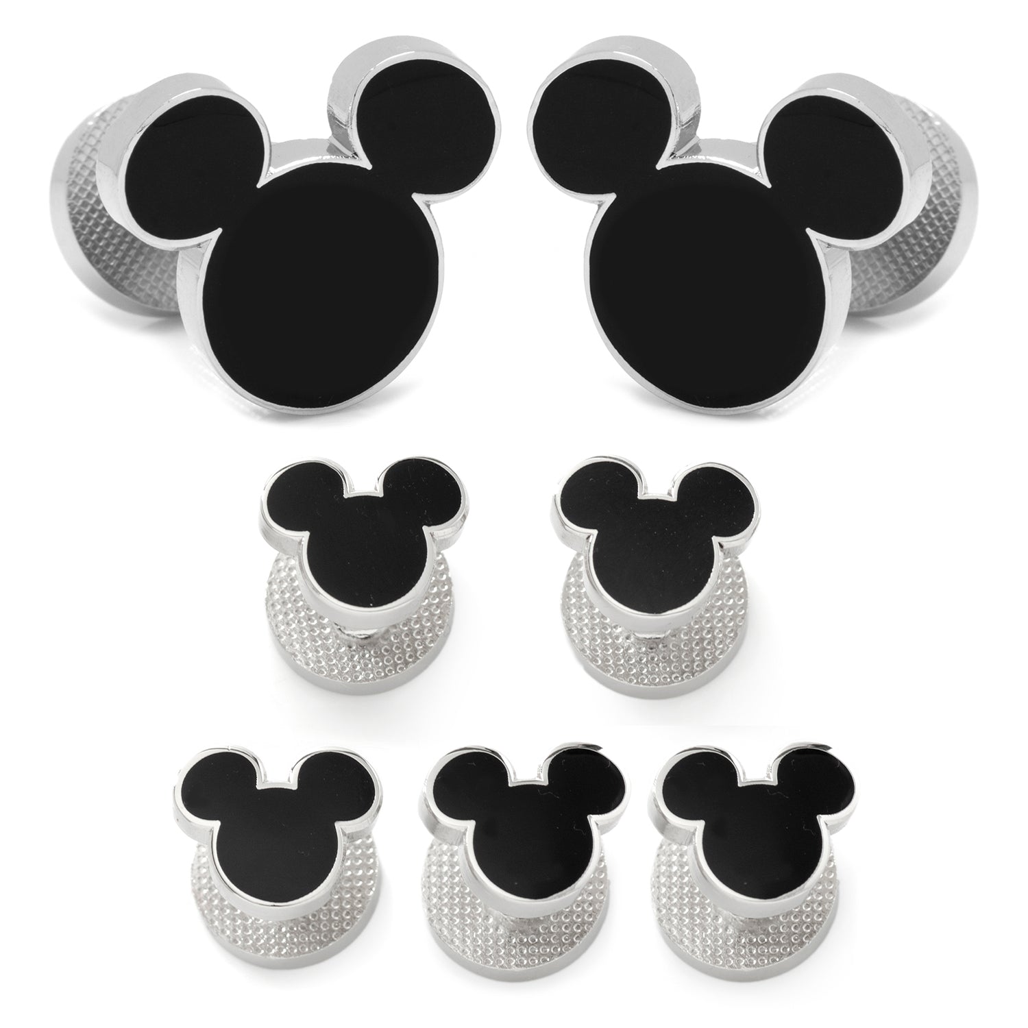  Cufflinks Mickey Mouse Silhouette 5-Stud Set - Default Title - Bonton