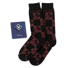 Mickey Red Check Sock and Mickey Blue Lapel Pin Gift Set