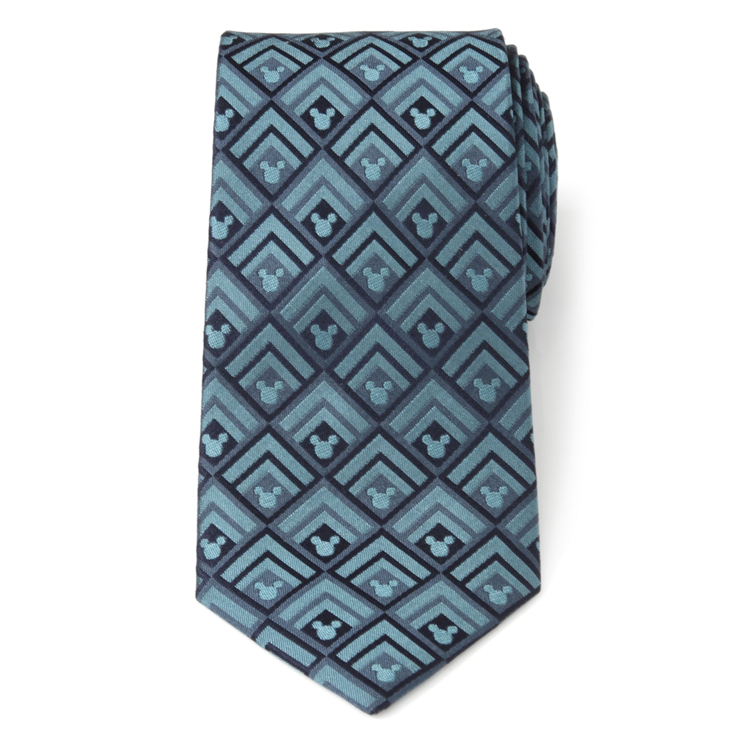  Cufflinks Mickey Diamond Teal Men's Tie - Default Title - Bonton