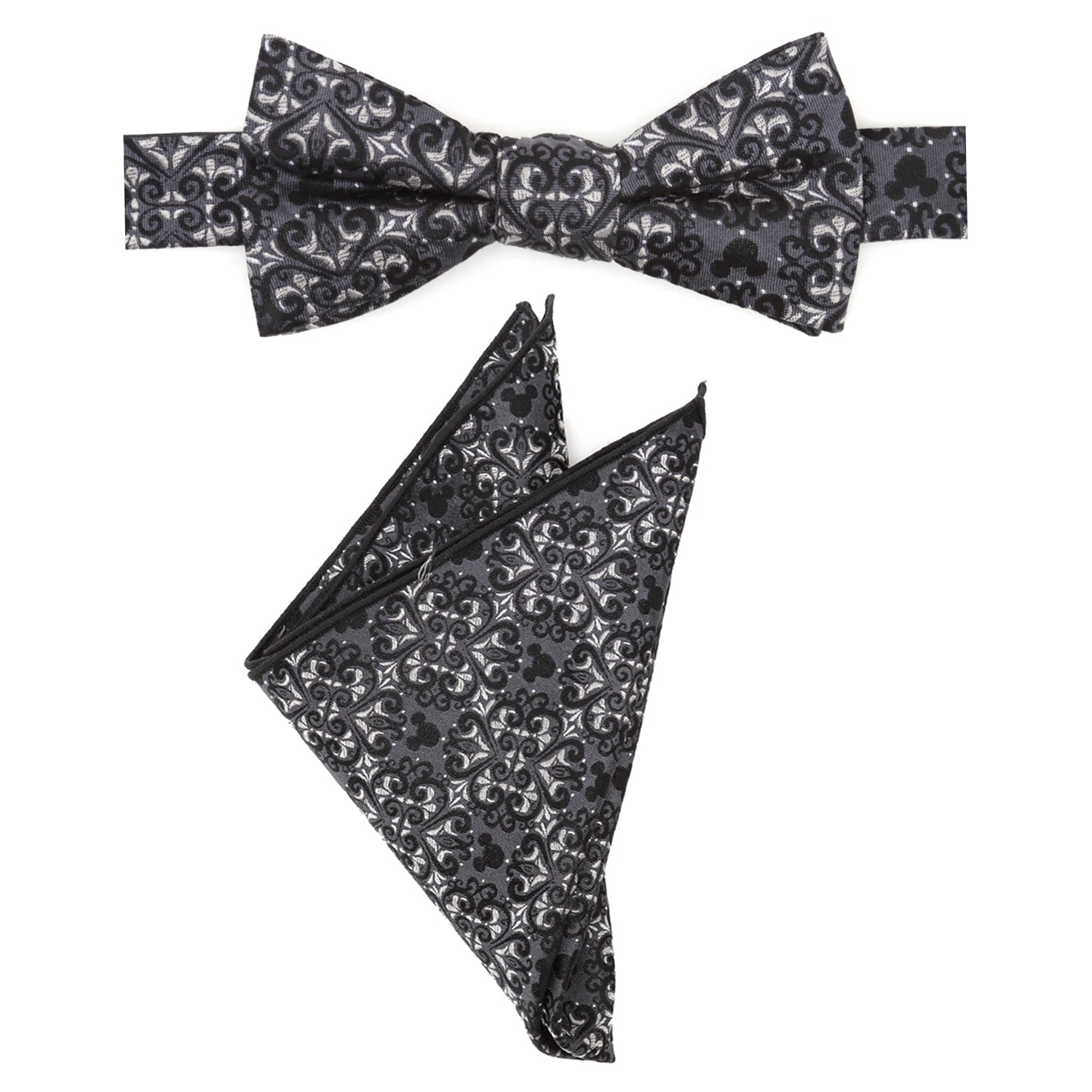  Cufflinks Mickey Mouse Damask Pocket Square and Bow Tie Gift Set - Default Title - Bonton