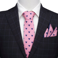 Mickey Mouse Dot Pink Tie and Pocket Square Gift Set