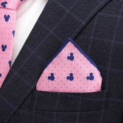 Mickey Mouse Dot Pink Tie and Pocket Square Gift Set