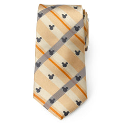 Mickey Silhouette Tan Plaid Tie