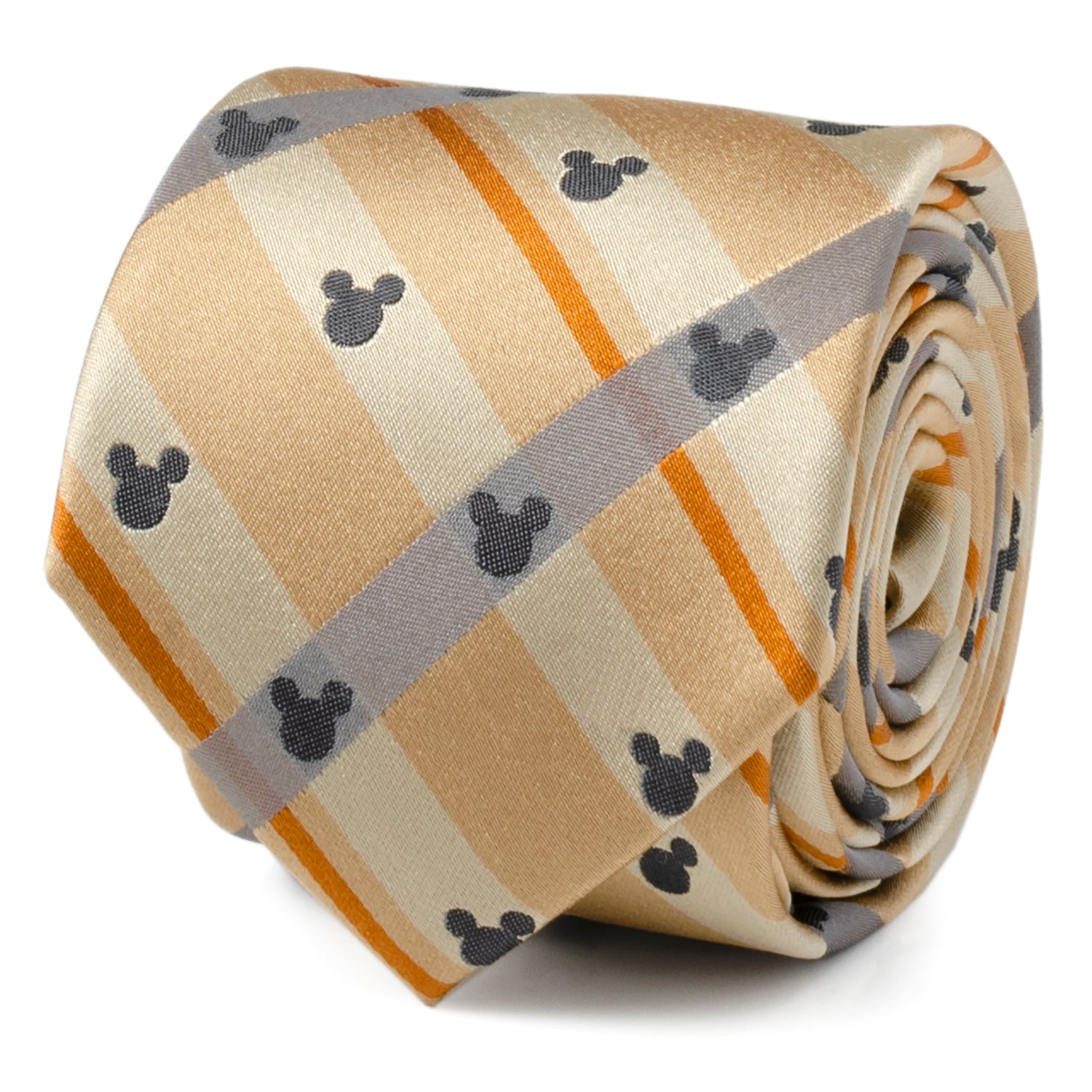  Cufflinks Mickey Silhouette Tan Plaid Tie - Default Title - Bonton