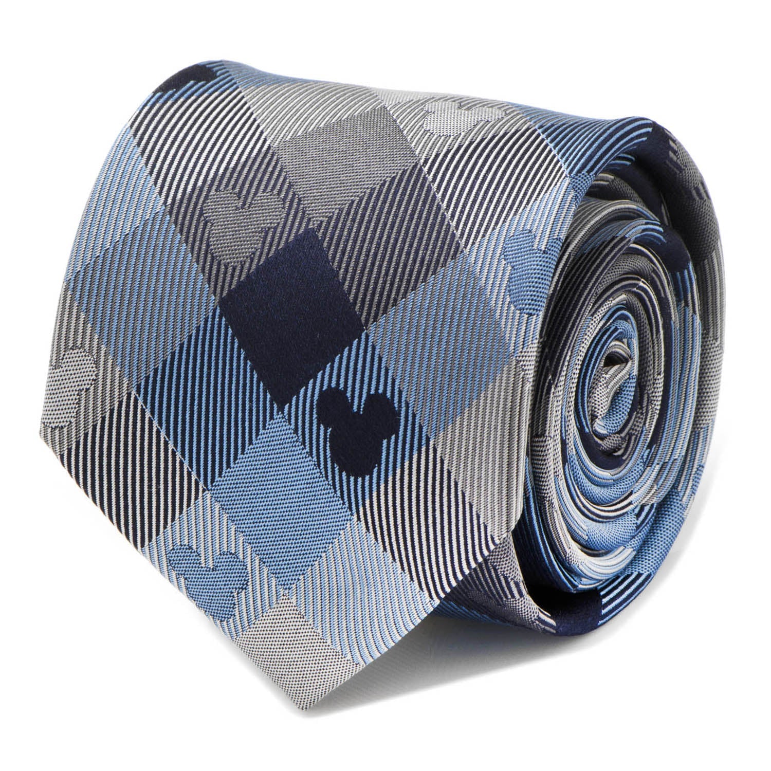  Cufflinks Mickey Mouse Blue Plaid Mens Tie - Default Title - Bonton